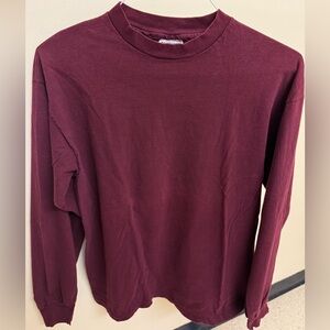Vintage 80/90s Hanes Burgundy Beefy-T Long Sleeve Size XL